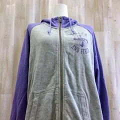 NIKE ナイキ ジップアップパーカー М パープル×グレー バイカラー 風車 ラグランスリーブ フルジップフーディー 古着 ヴィンテージ