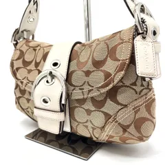 美品✨ COACH Y2K soho signature canvas beige white leather shoulder bag unisex コーチ ハンドバッグ ショルダーバッグ