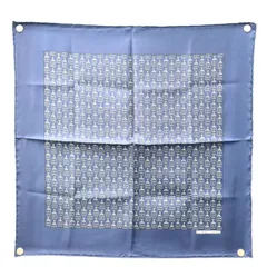 美品　HERMES　エルメス　カレ45　プチカレ　シルク　ネイビー　ポケットチーフ　21-937