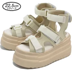 ♡新品未使用♡ 22.5cm ヨースケ YOSUKE 厚底サンダル レディース ベージュ 厚底 スポーツサンダル スニーカーサンダル アンクルストラップ ベルクロ 約9cm 厚底フラットソール MY1083-271