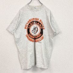 古着 used　90s　半袖アニマルプリントTシャツ　シングルステッチ　クルーネック 　レトロ　犬　ブルドッグ　灰　グレー　