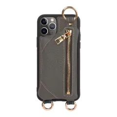 iPhone 11Pro ケース ショルダー ファスナー カバー カード 収納 グレージュ 11Pro