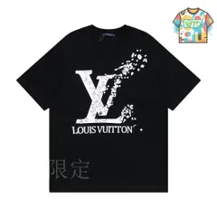 Louis Vuitton ロゴプリント 半袖Tシャツ ブラック　並行輸入 エンブロイダードシグネチャーコットンTシャツ ｜ルイ・ヴィトン