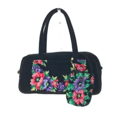 良好 FEILER フェイラー ポーチ付 ハンドバッグ ブラック シェニール織 レディース　240001146294