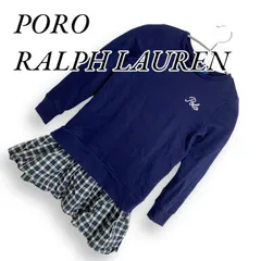 PORO RALPH LAUREN スウェットチュニック ミニワンピース チェック フリル 長袖  キッズ 子供用 ネイビー 7