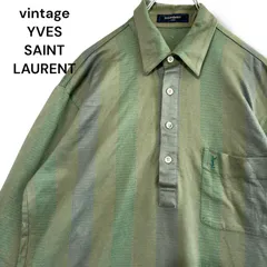 80s 90s YVES SAINT LAURENT イヴサンローラン　長袖ポロシャツ　トップス　カットソー　ヴィンテージ  古着　昭和レトロ　ワンポイント　YSL オールドファッション　おやじコーデ　福助のサムネイル