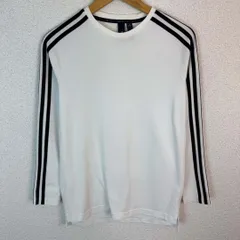 adidas アディダス 長袖Tシャツ スリーストライプス ホワイト Mサイズ メンズ 古着 スポーツMIX