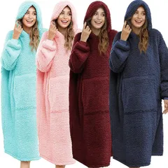 着る毛布 ガウン 着るブランケット レディース メンズ もこもこ ルームウェア 冬 かわいい 長袖 ポケット付き フード付き 防寒 部屋着 室内服 可愛い 肌触り 冬服 ふわふわ 男女兼用 senting10