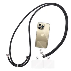 【在庫処分】ロング 携帯ストラップ 肩掛け用 斜めがけ ネックストラップ 首から下げる 1本+透明タグパッチ3枚入り 長さ調整可能 忘れ物防止 ショルダーストラップ スマホ紛失予防に 首掛け 全機種対応 スマホストラップ スマホストラップ [AOKKR]