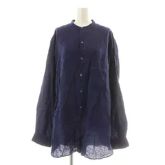 グラフペーパー Graphpaper 22SS リミテッドエディション リネンオーバーサイズドバンドカラーシャツ LIMITED EDITION Linen Oversized Band Collar Shirt 長袖 ノーカラー 麻 F 紺 ネイビー GM2のサムネイル
