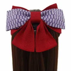 髪飾り リボン 卒業式 袴 成人式 赤 振袖 前撮り 紫 矢絣 かんざし 和柄 ちりめん 古典 レトロ ヘッドドレス 髪型 ヘアスタイ No.9-3355