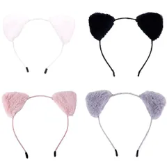 【人気商品】もふもふ耳 キツネ耳カチューシャ コスプレグッズ カチューシャ 変装 オオカミ耳 忘年会 仮装 きつね耳 ヘアアクセサリー 野球観戦 きつねの耳型カチューシャ ハロウィン [harukita] 文化祭 可愛い イベント衣装 (猫耳×4枚)