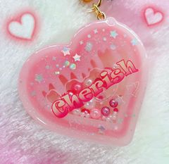レジン♡シャカシャカ♡キーホルダー♡ピンクハート♡