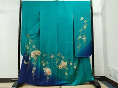 平和屋着物■豪華振袖　駒刺繍　扇面花蝶文　暈し染め　金彩　正絹　逸品　CAAS6569yc