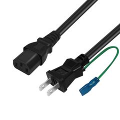 AC電源ケーブル 1200W 3ピンソケット(メス)⇔2ピンプラグ(オス) 1.2m PSE認定品 ACコンセント コネクタ アース線付き