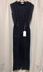 AMERI アメリ V NECK DENIM JUMPSUIT ブラック デニム D