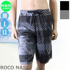 ROCO NAILS ロコネイルメンズ水着 ヤシボーダー サーフパンツ 内衣付き ボードショーツ ファスナーポケット 815704