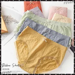 レースショーツ レディース無地インナーかわいい スタンダードショーツ リボン 美尻 レギュラーショーツ セクシー 女性用 肌着パンツ 蒸れない コットン下着ランジェリーパンツ ノーマル インナー 響きにくい下着単品