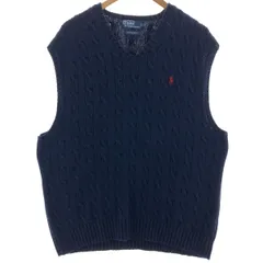 古着 ラルフローレン Ralph Lauren POLO by Ralph Lauren ケーブル編み Vネック ピマコットンニットベスト メンズXXL相当/eaa380855