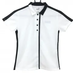 プーマ 半袖ポロシャツ 白×黒 バイカラー レディース S ゴルフウェア PUMA