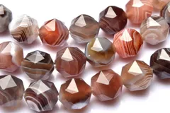 天然縞模様 ボツワナアゲート 8.5mm スターカット １連（約３８ｃｍ） パワーストーン 天然石 _RG667-85