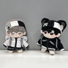 20cm ぬいぐるみ服 着せ替え 洋服 お出かけ メガネ 靴付き 白 推し活 推しぬい 綿人形 棉花娃娃 ちびぬい服 ちびぐるみ コットンドール cotton doll-A2204