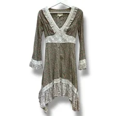 DENIM&SUPPLY RALPH LAUREN デニムアンドサプライラルフローレン 小花柄フリルワンピース ボウタイワンピース コットン XXSサイズ 150 長袖 レディース 春 ゴーゴー古着久喜倉庫店 23 国 No.538HK