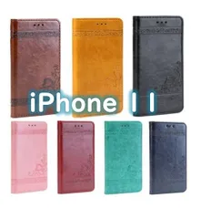 iPhone ケース  11  PUレザー 手帳型 スタンド マグネット カード収納 ハート柄 花柄