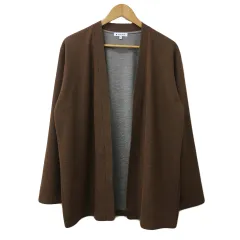 グローバルワーク GLOBAL WORK カーディガン 前開き ワッフル 無地 長袖 XL 茶 ブラウン