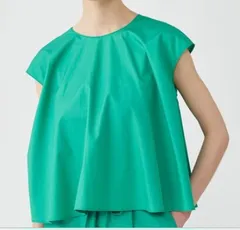 TOMORROWLAND collection　トゥモローランド　ノースリーブブラウス　ドッピオタイプライター バックリボンブラウス　グリーン