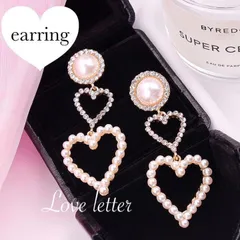 No.300 パールハート3連イヤリング ゴールド 韓国 上品 量産型 地雷