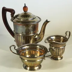 純銀　銀製　刻印あり　スターリングシルバー　ティーセット 英国アンティーク スターリングシルバー 純銀 ティーポット CB&S