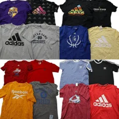 古着卸 まとめ売り スポーツブランドMIX 半袖Tシャツ 16枚セット (メンズ Ｌ ) アディダス リーボック 袖ライン ロゴ 中古 古着 MZ2686