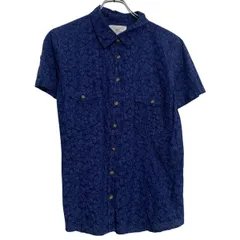 H&M 半袖 柄シャツ 14 S～ ブルー エイチアンドエム ボタン 総柄 胸ポケット カジュアルシャツ 薄手 古着卸 アメリカ仕入 a703-6174