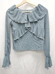 ◇ mily bilet ミウィビレット フリル 長袖 ブラウス カットソー サイズS ブルー系 レディース P  【1407260015512】