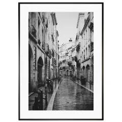 イタリア写真 ヴェネツィアの路地 インテリア モノクロアートポスター額装 AS1782
