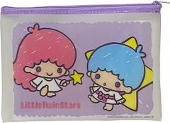 サンリオ アクセサリー コスメティック フラット ビニール ポーチ ファスナー ケース バッグ 19×14cm (レーヨンタッチ), Little Twin Stars　4513750076592