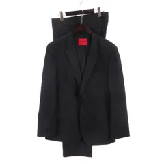 ヒューゴボス HUGO BOSS スーツ セットアップ ジャケット シングル 総裏 2B サイドベンツ パンツ スラックス ウール 紺 ネイビー IT54のサムネイル