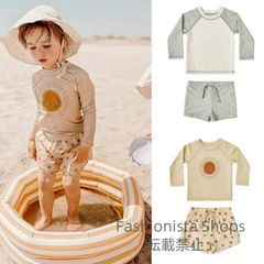 【新品未使用】水着 子供服 男の子 上下セット 長袖 紫外線対策 キッズ 子供水着 こども 子供用 セパレート ベビー水着 男子 ボーイ みずぎ スイムウェア UV対策 日焼け防止 上下別柄 ugcp57