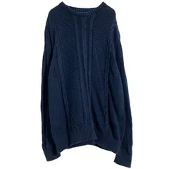 NAUTICA コットン ニット セーター L ネイビー ノーティカ シンプル ケーブルニット 古着卸 アメリカ仕入 a612-7672