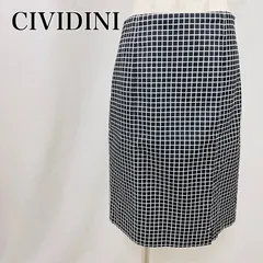 CIVIDINI　チヴィディーニ　黒　ブラック　白　ホワイト　上品　イタリア製　グラフチェック　チェック柄　総柄　膝丈タイトスカート 3090