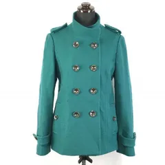 ユナイテッドアローズ★エポーレット/ウールPコート【40/レディースL/緑】両サイドポケット/シングルベント/green label relaxing◆BF103