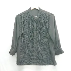 ◇ ⊇ moment+ フロントレース スタンドカラー 長袖 ブラウス サイズM ブラック レディース E  【1412090035890】