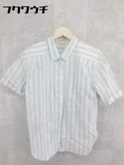 ◇ Leilian レリアン ストライプ 長袖 シャツ サイズ9 ホワイト ネイビー レディース 【中古】 【1002801026288】