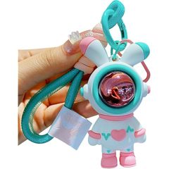 [LeChengMM] 男女のクールなアイデア宇宙飛行士の愛ウサギのキーホルダー、車のキーホルダー、リュックサックのストラップ。 (ピンク) 1