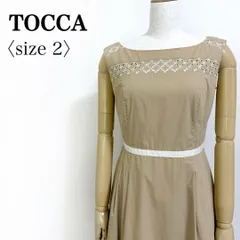 TOCCA トッカ 刺繍レース ベージュ ワンピース サイズ2 M相当 ポケット付き 上品 きれいめ 春夏 清楚 結婚式 二次会 発表会 ランチ デート フェミニン