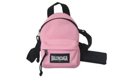 極美品 BALENCIAGA バレンシアガ ミニ バックパック リュック イタリア製 キャンバス ピンク ブラック 中古 4c068237のサムネイル