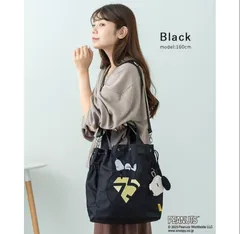 PEANUTS　スヌーピー　75周年　2WAYショルダーバッグ　フェイス型ミニポーチ付き　ブラック