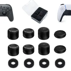 ShiMa Owl フリーク PS5/4 Switch プロ コントローラーに対応 フリーク コントローラー スティック カバー アシストリング 収納ケース付き（フリーク4個/スティック カバー4個/アシストリング4個）ブラック セット