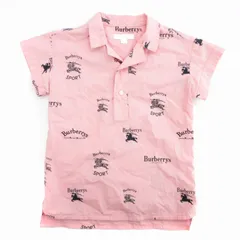バーバリー チルドレン BURBERRY CHILDREN シャツ ハーフボタン ロゴプリント 半袖 6Y 120cm ピンク /FT 1101 ■GY09